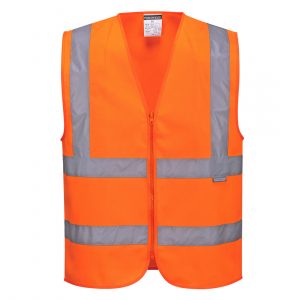 Gilet due bande orizzontali e verticali con Zip Hi-Vis